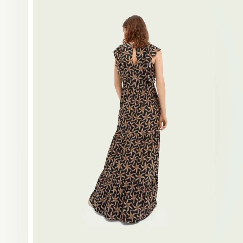 Scotch & Soda Black Maxi Dress with Tan and Cream Pattern - Picture 2 of 14